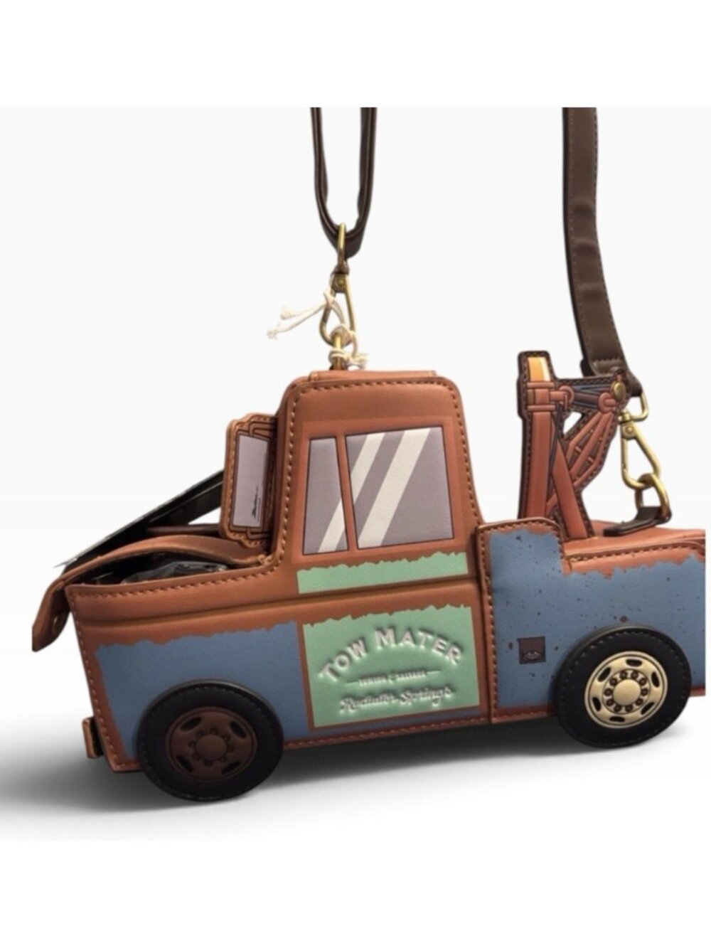 Loungefly Cars 20th Anniversary Tow Mater Figural Crossbody Bag NWT Pixar